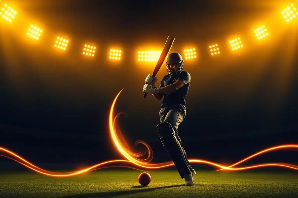 Cricket batsman under floodlights representing 11xPlay live cricket betting markets